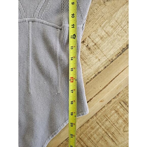 Abercrombie & Fitch A&F Sweetheart Neck Corset Bodysuit Sweater Light Grey Sz M - Picture 6 of 10